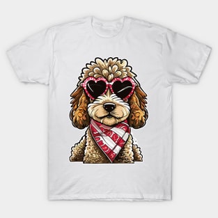 Cute Labradoodle Heart Sunglasses Dog Lovers Valentines Day T-Shirt